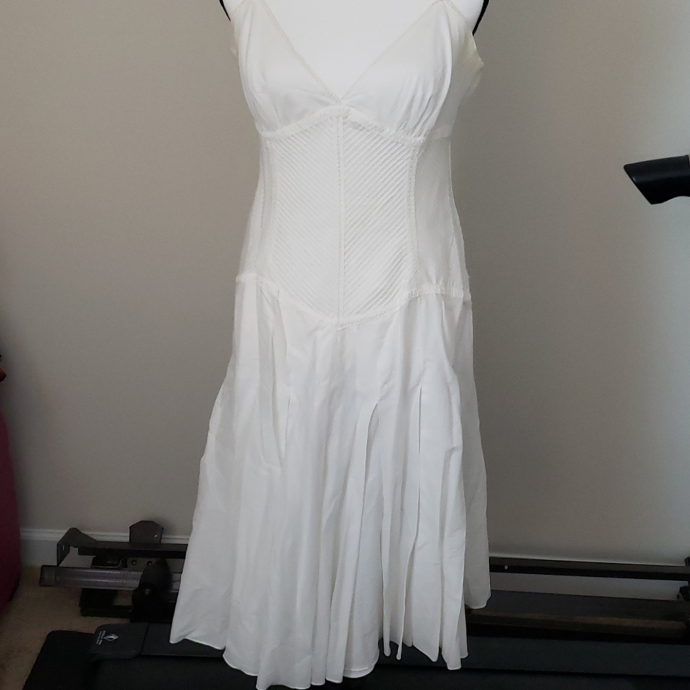 White BCBG Pleated Dress